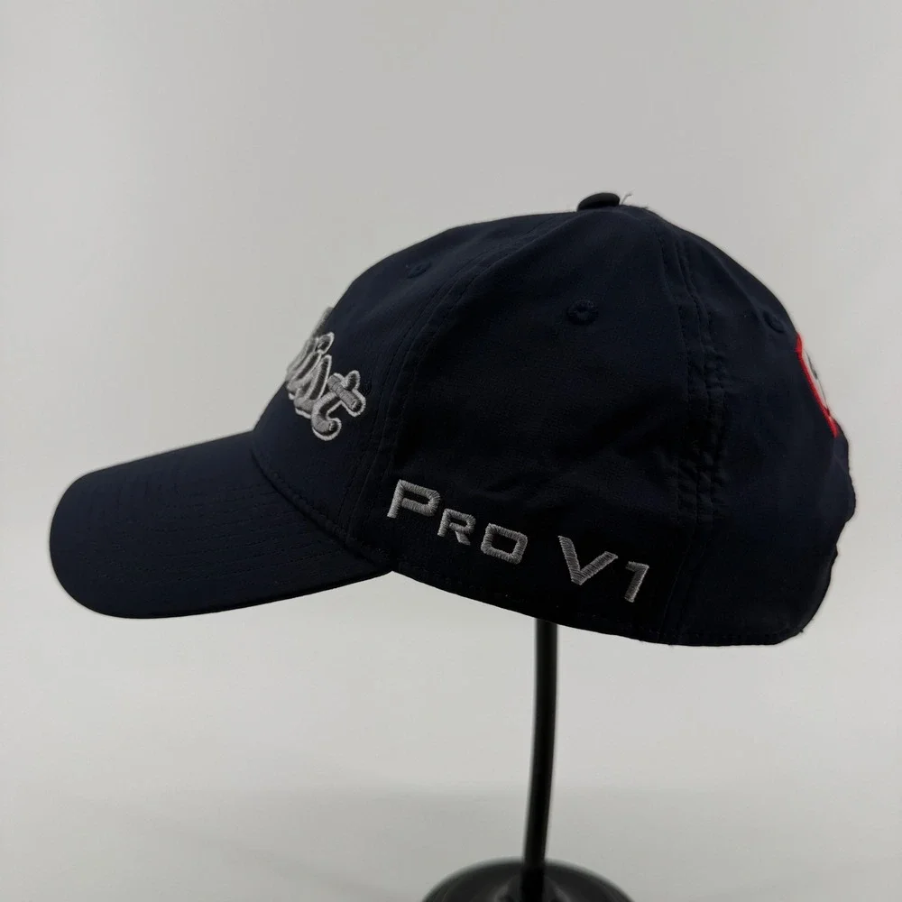 Titleist Hat Mens OSFA Navy Blue Solid Polyester Spandex Pro V1 FJ Logo
